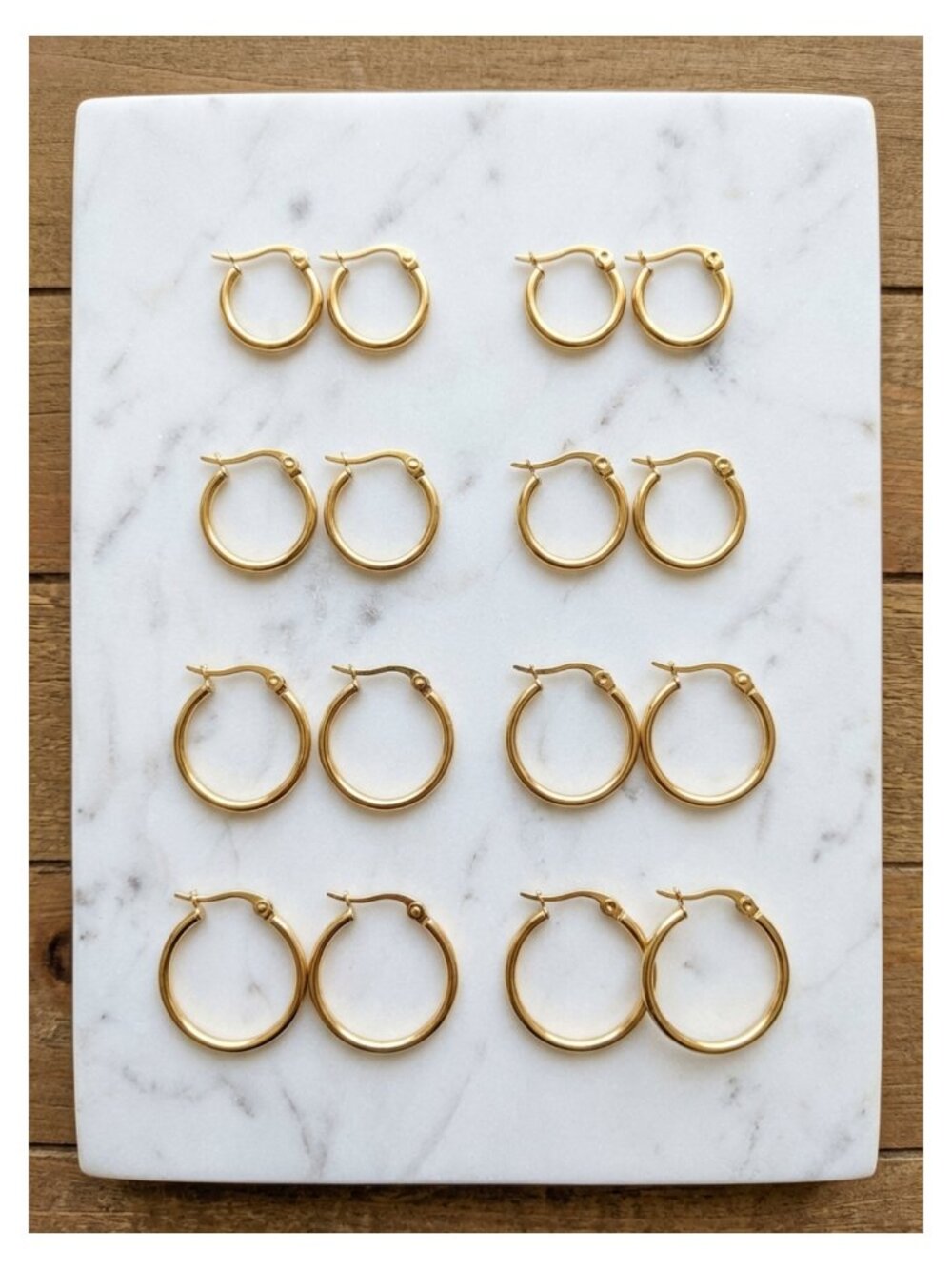 Stainless Steel Gold Plated Hoop Earrings Set 4 Pairs Hinged Hoop